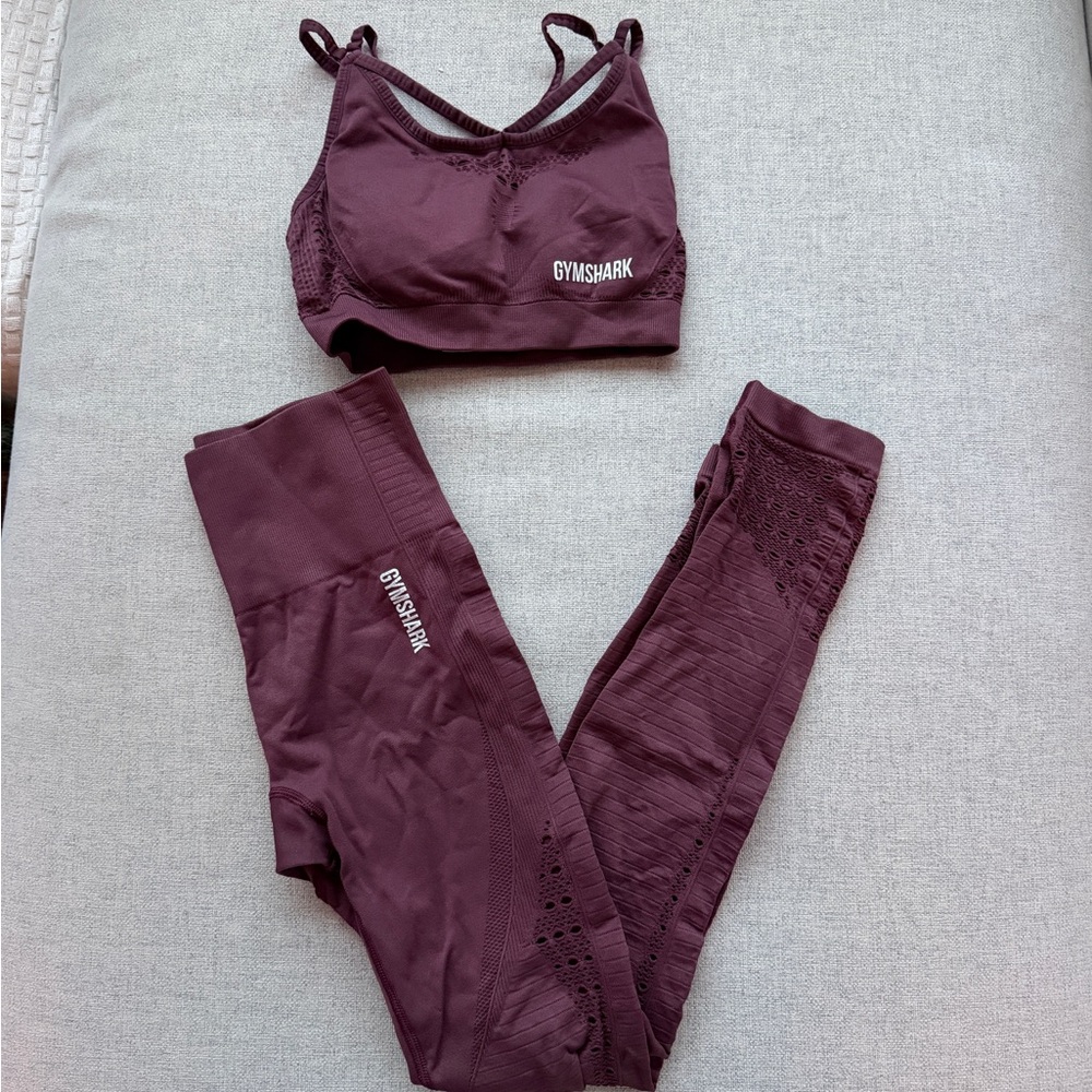 Gymshark Seamless Leggings and Sports Bra Set in Deep Plum